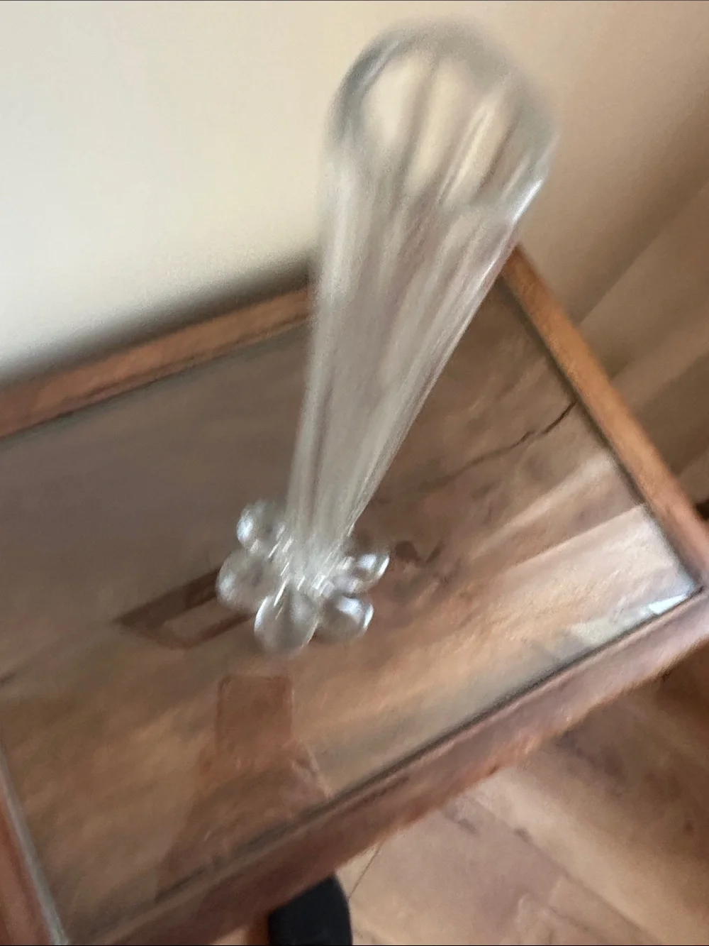 Clear Glass Bud Vase with Flower-Shaped Base